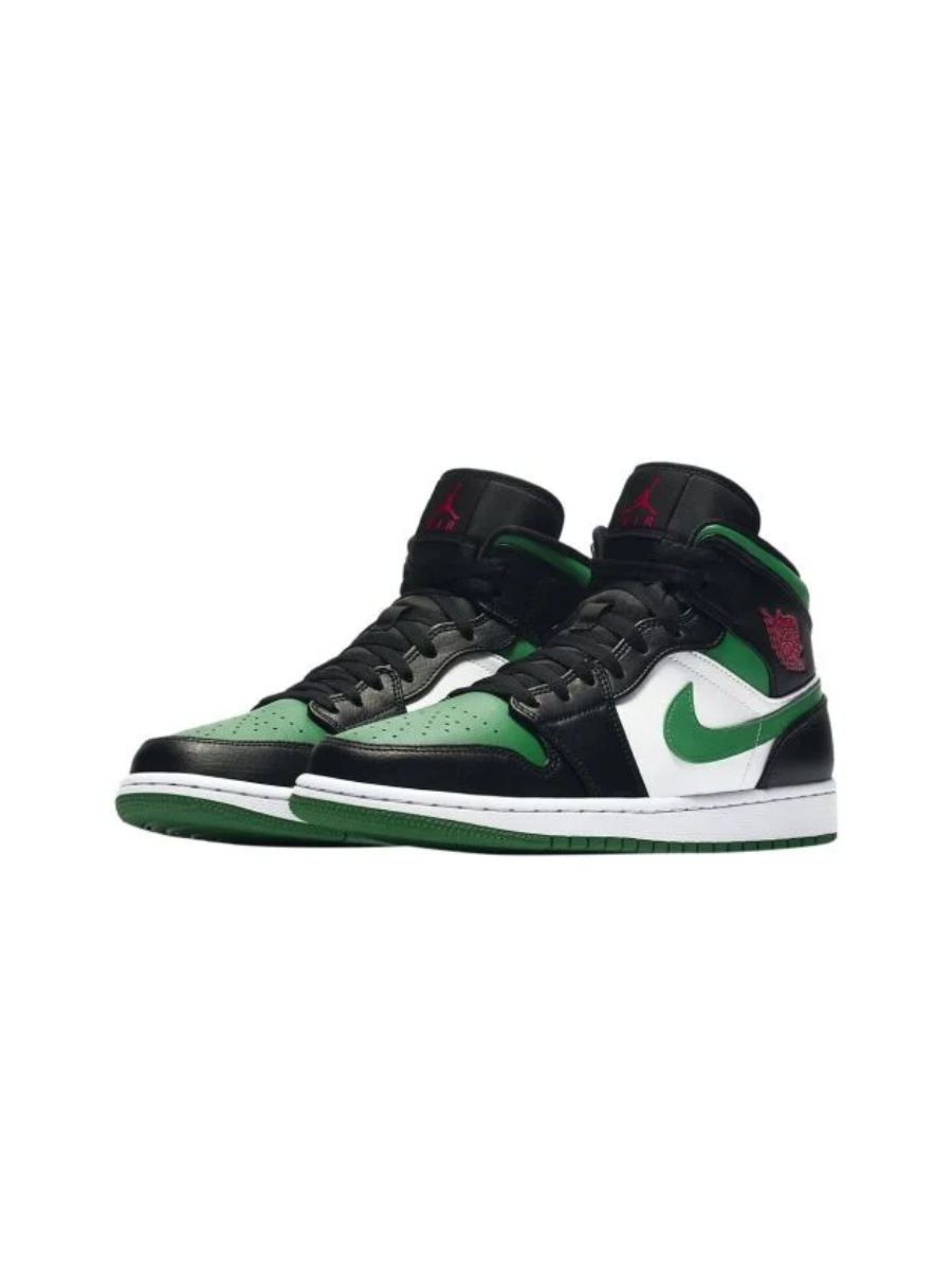 Картинка Кроссовки для баскетбола высокие Nike Air Jordan 1 Mid Green Toe