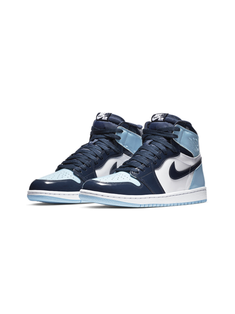 Картинка Кроссовки высокие баскетбольные Nike Air Jordan 1 Retro High UNC Patent