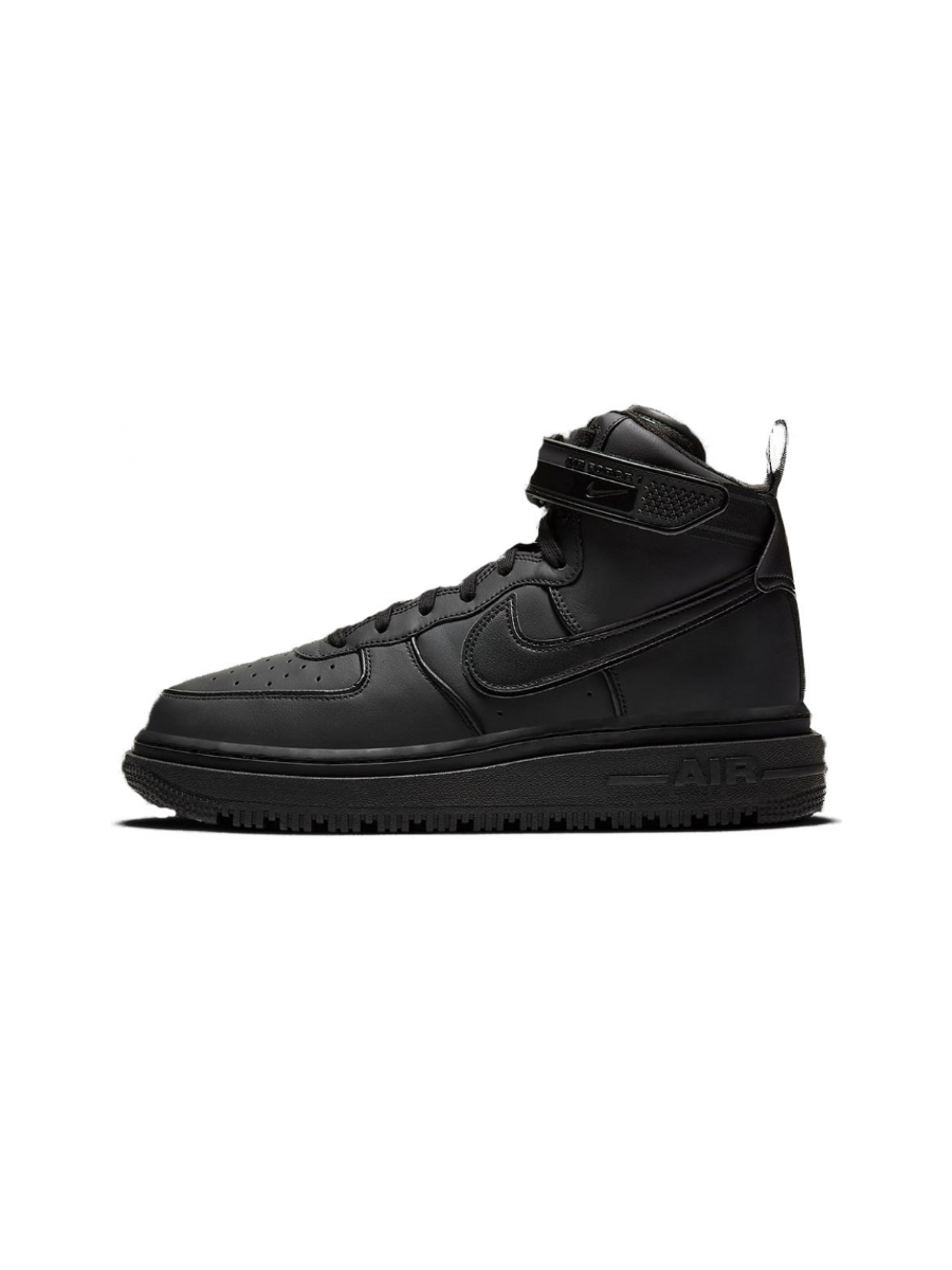 Картинка Кроссовки Nike Air Force 1 Mid All Black зимние с мехом