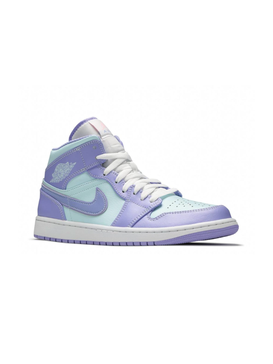 Картинка Кроссовки кожаные для подростков Nike Air Jordan 1 Mid Purple Aqua