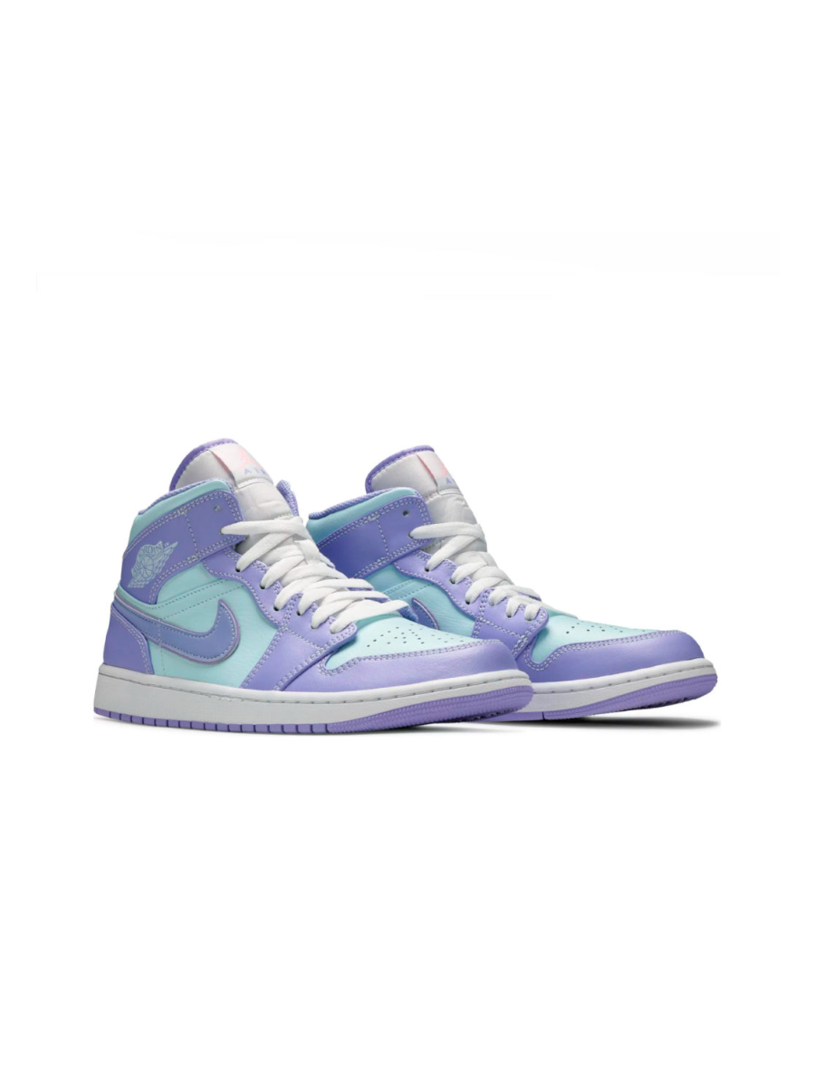 Картинка Кроссовки кожаные для подростков Nike Air Jordan 1 Mid Purple Aqua