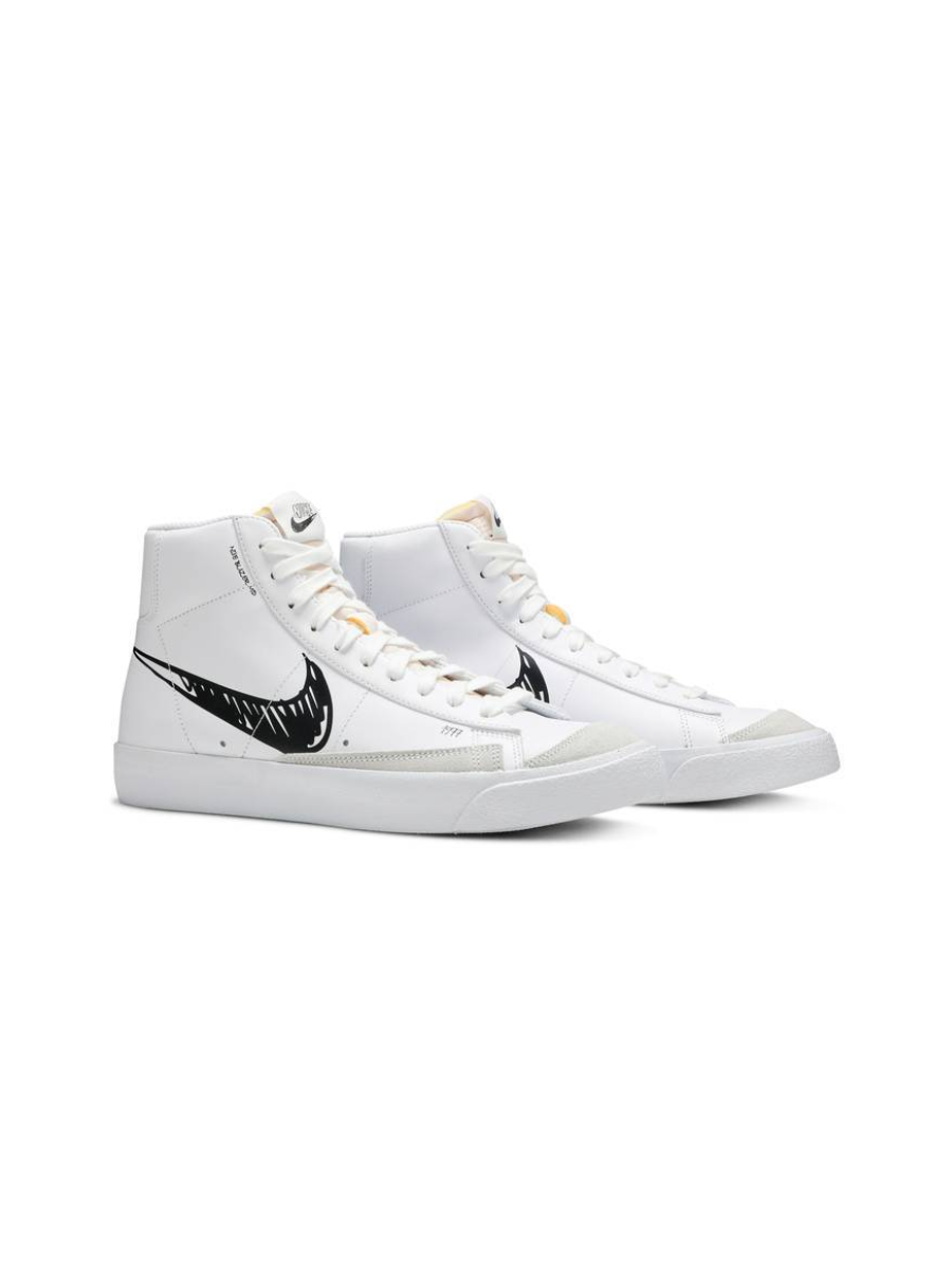 Картинка Кроссовки высокие для баскетбола Nike Blazer Mid 77 White Black Sketch