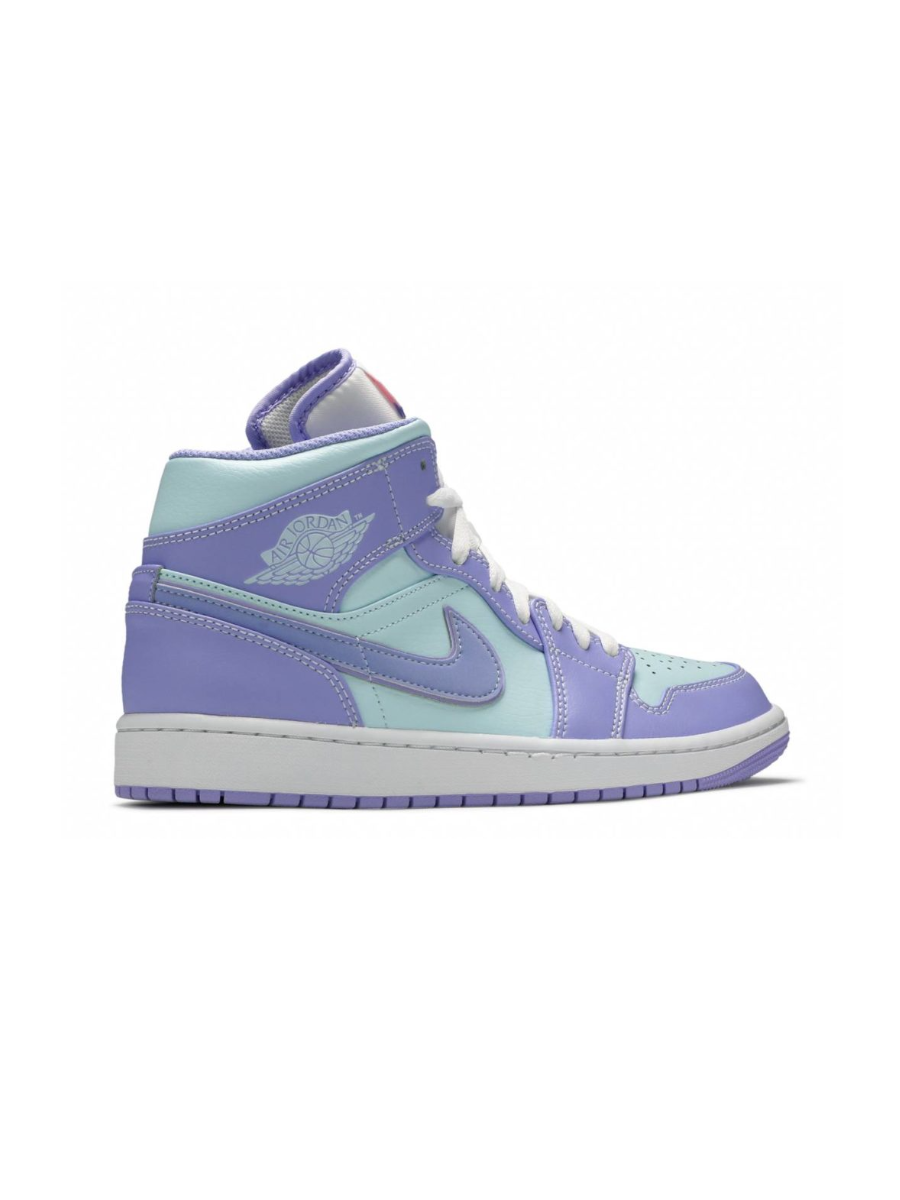 Картинка Кроссовки кожаные для подростков Nike Air Jordan 1 Mid Purple Aqua