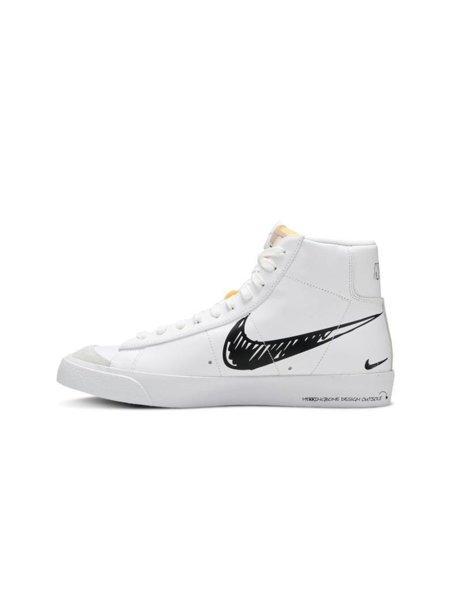 Картинка Кроссовки высокие для баскетбола Nike Blazer Mid 77 White Black Sketch