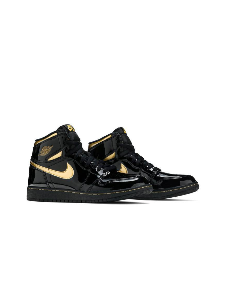 Картинка Кроссовки высокие Nike Air Jordan 1 Retro High Black Metallic Gold