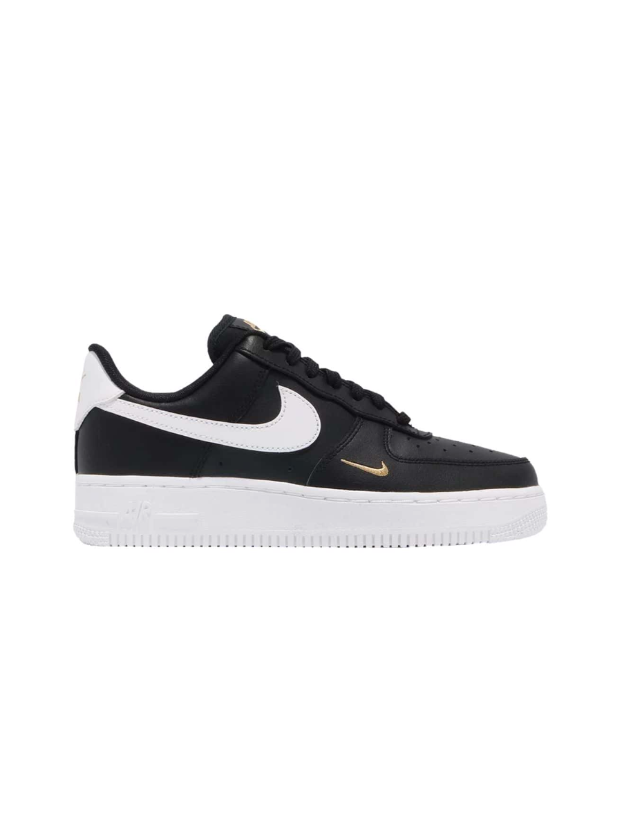 Картинка Кроссовки мужские кожаные Nike Air Force 1 Low Black Gold White