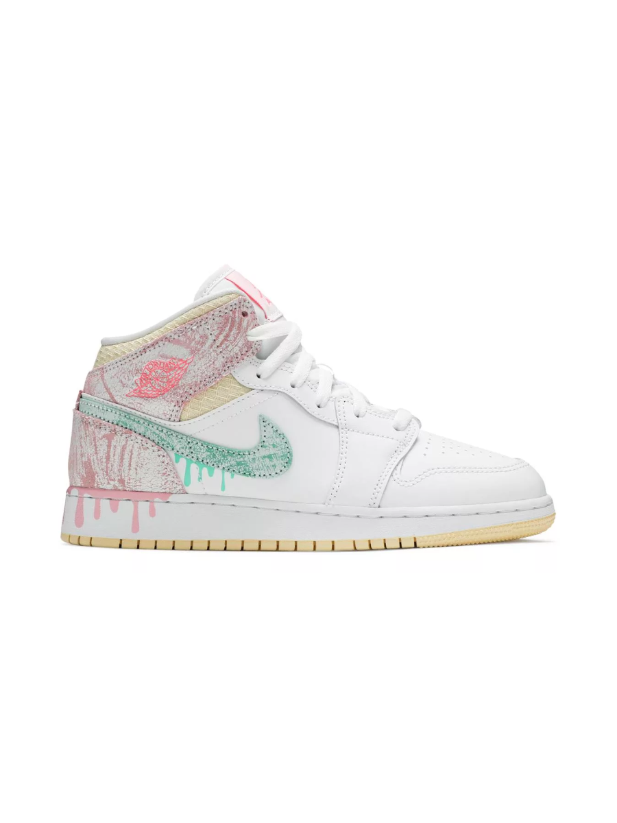 Картинка Кроссовки женские летние Nike Air Jordan 1 Mid Paint Drip