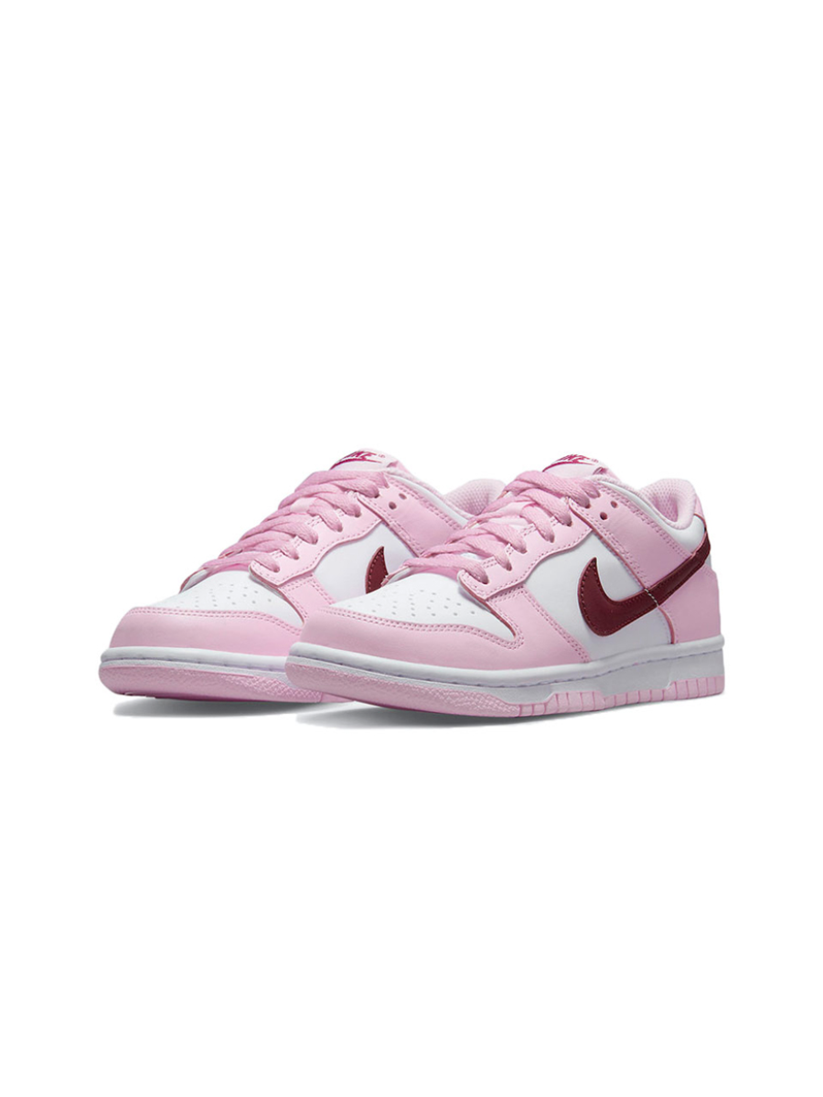 Картинка Кроссовки женские кожаные Nike Dunk Low GS White Pink Red