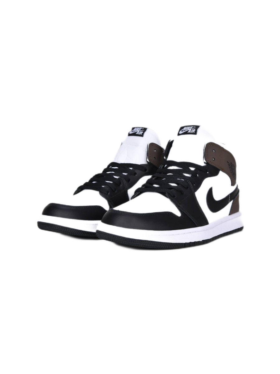 Картинка Кроссовки зимние с мехом Nike Air Jordan 1 Hight Black Brown White 