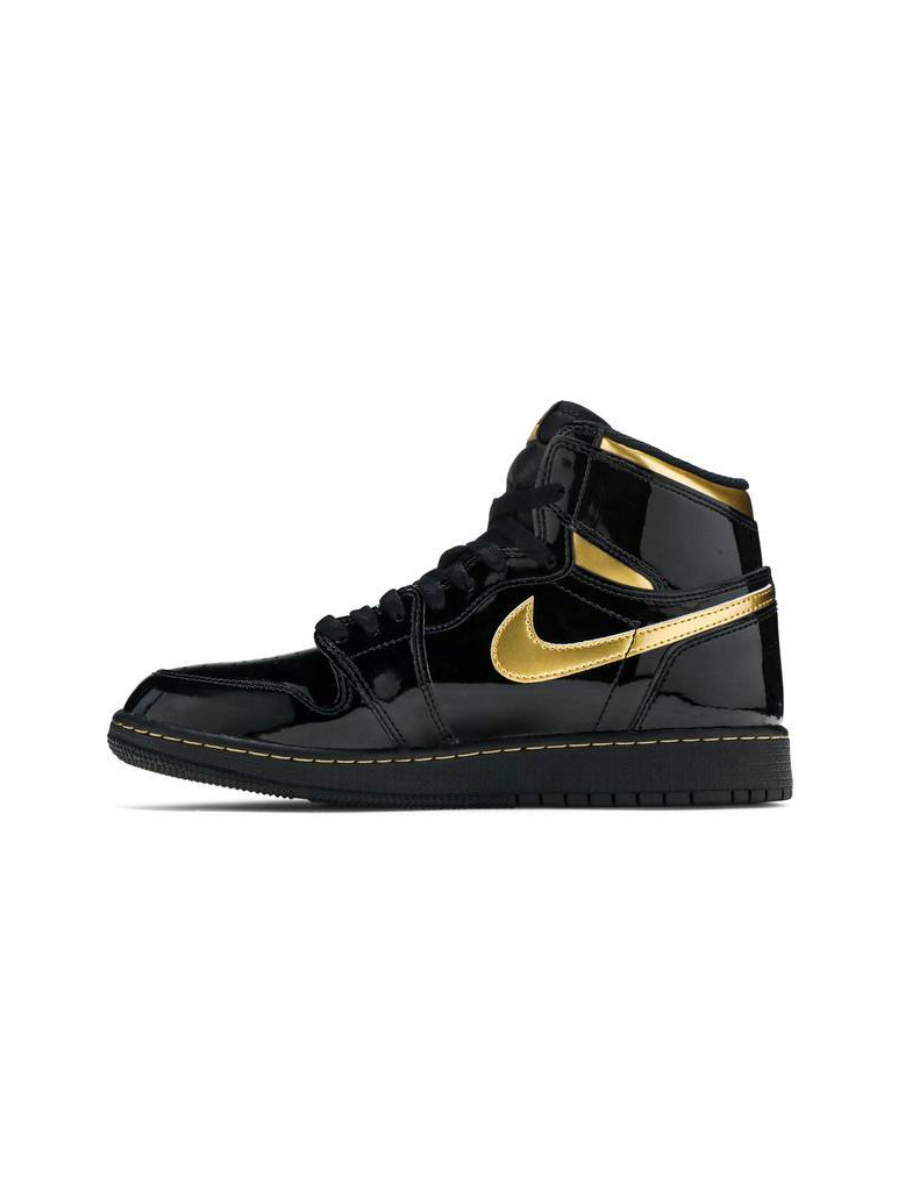 Картинка Кроссовки высокие Nike Air Jordan 1 Retro High Black Metallic Gold