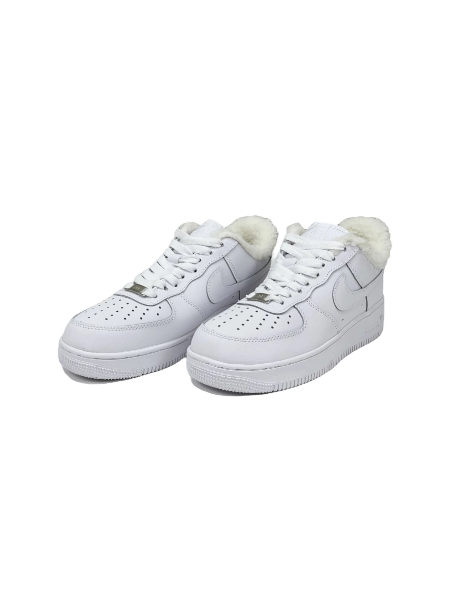 Картинка Кроссовки зимние с мехом термо Nike Air Force Low  ALL WHITE 