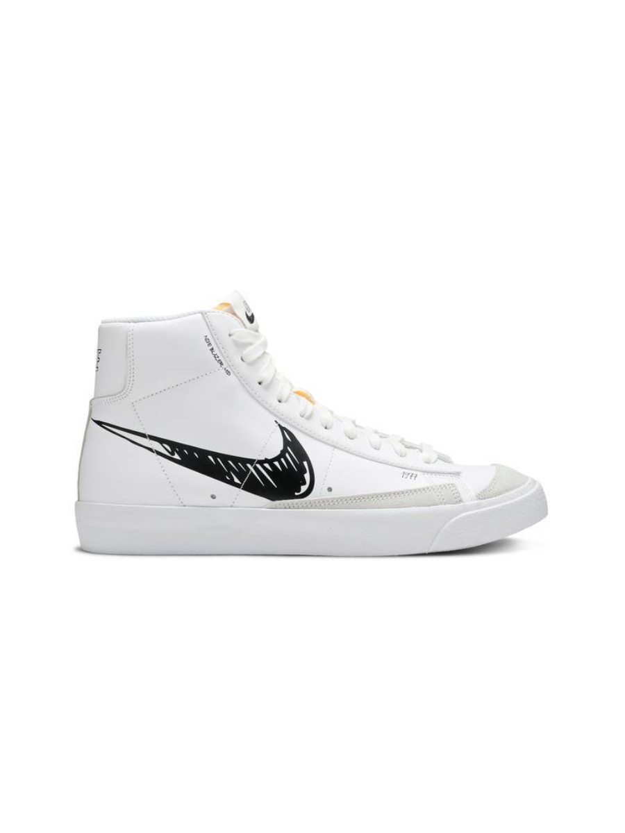 Картинка Кроссовки высокие для баскетбола Nike Blazer Mid 77 White Black Sketch